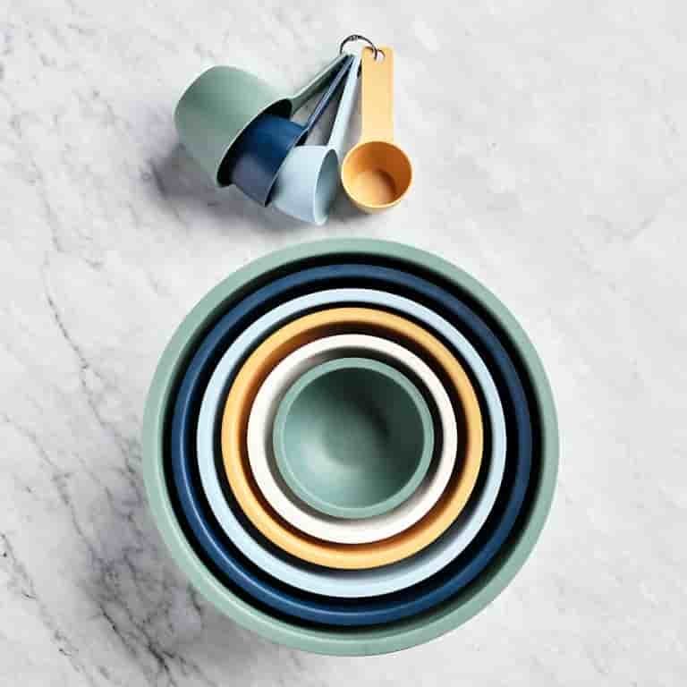 White Rimmed Mixing and Serving Bowls Set of 6