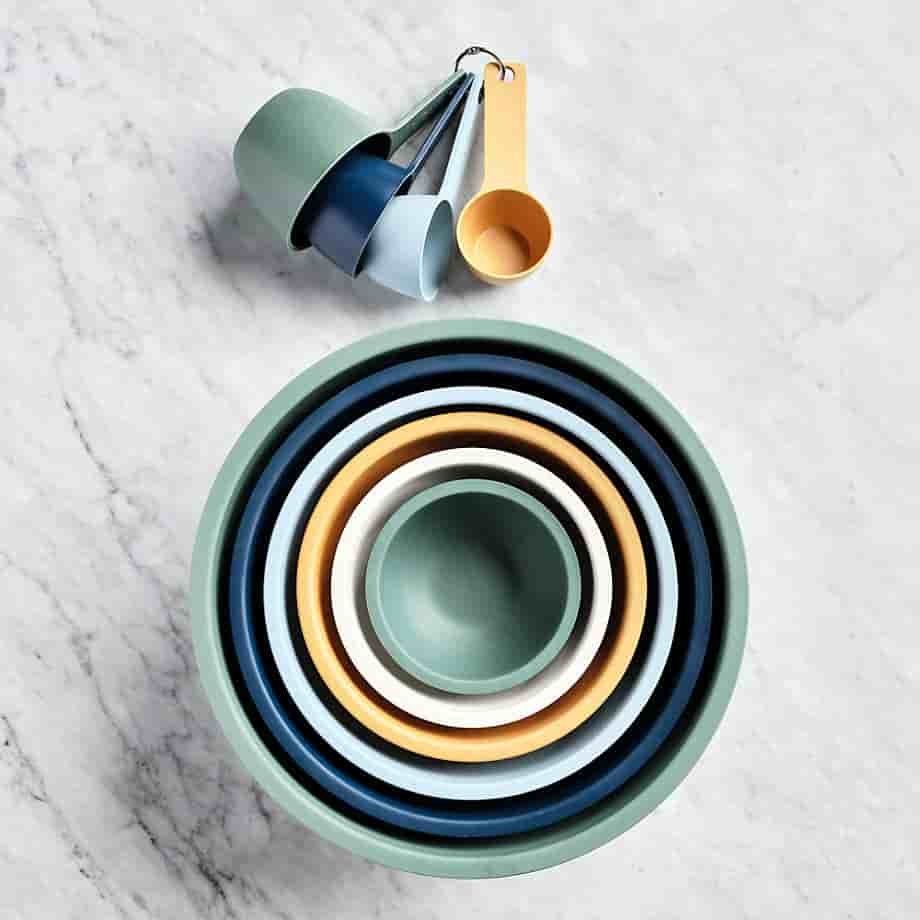 White Rimmed Mixing and Serving Bowls Set of 6