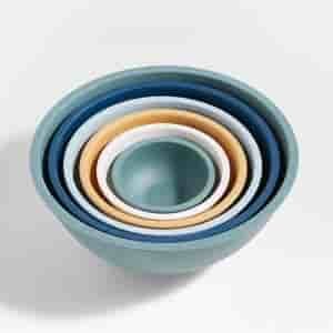 White Rimmed Mixing and Serving Bowls Set of 6