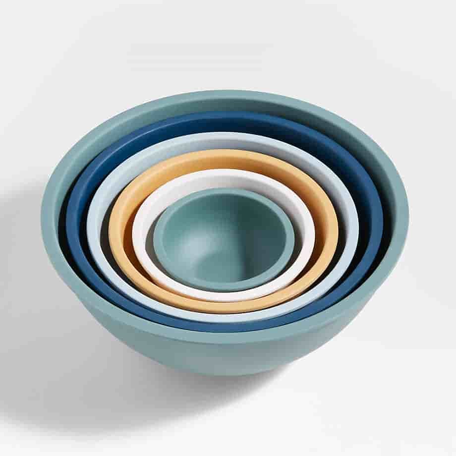 White Rimmed Mixing and Serving Bowls Set of 6