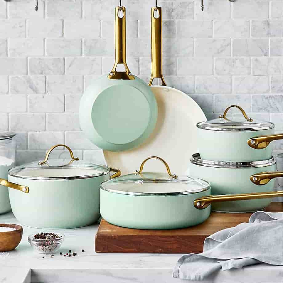 Home 7-Piece Silt Green Non-Stick Ceramic Cookware