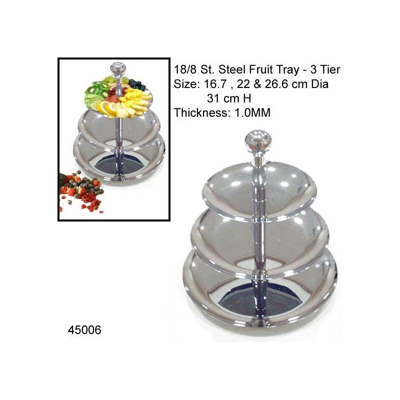 DISPLAY STAND S/STEEL - 3 TIER (31 CM HIGH)