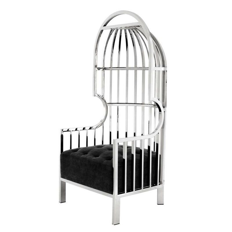 Silver Metal Bird Cage Dome Arm Chair