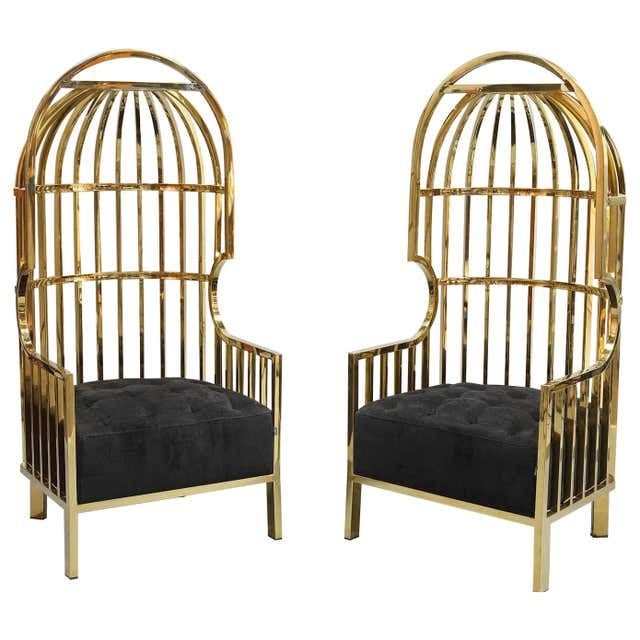Gold Metal Bird Cage Dome Arm Chair