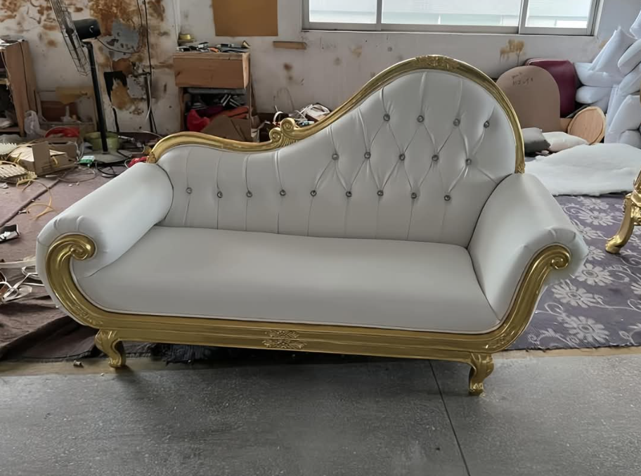 Outdoor indoor gold upholstered classic recliner double sofa