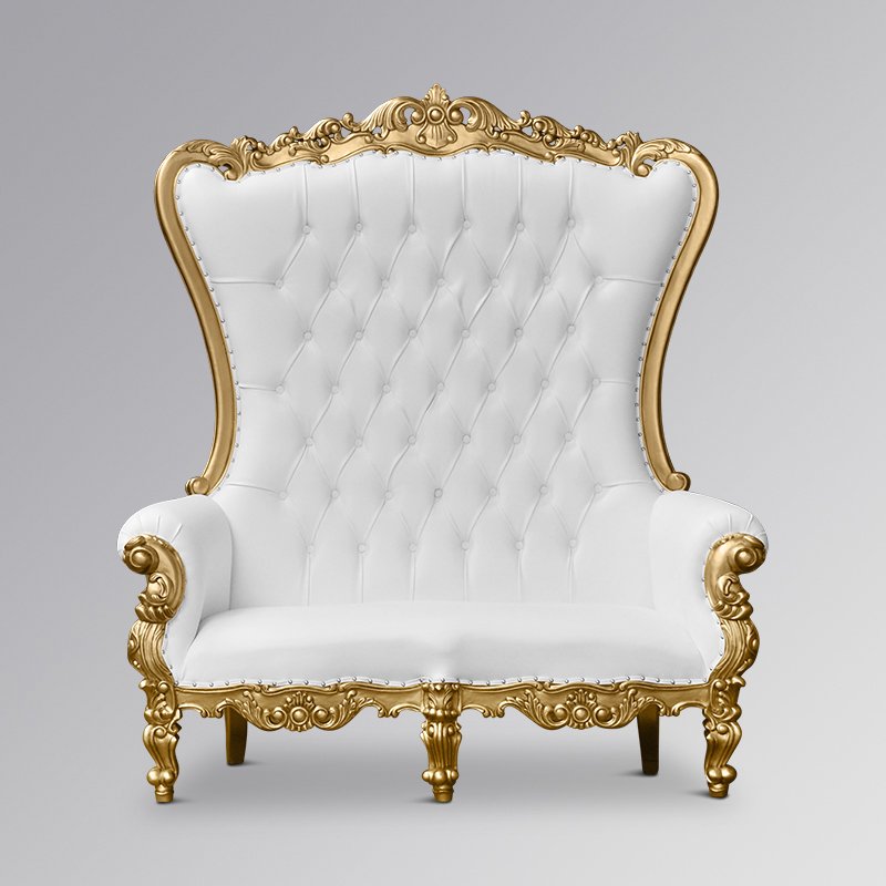 Double King Chair – Gold Frame with White Faux Leather