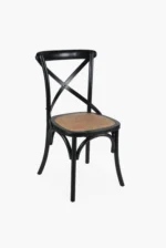 Black Elm Wooden Cross Back Chairs For Sale