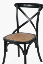 Black Elm Wooden Cross Back Chairs For Sale - Image 3
