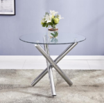 Glass+Metal Small Round Glass Dining Table - Image 7