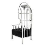 Silver Metal Bird Cage Dome Arm Chair
