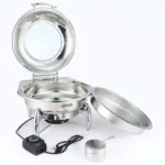 HYDRAULIC ROUND ROLL - TOP CHAFFING DISH  WITH GLASS LID ( GOLD/SILVER - Image 5