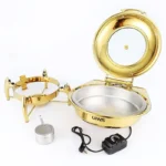 HYDRAULIC ROUND ROLL - TOP CHAFFING DISH  WITH GLASS LID ( GOLD/SILVER - Image 6