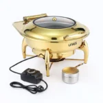 HYDRAULIC ROUND ROLL - TOP CHAFFING DISH  WITH GLASS LID ( GOLD/SILVER - Image 7