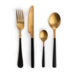 16pc Gold Cutlery Set With Black Handles - Image 3
