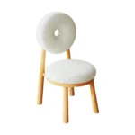 White Donut Chair – Bouclé with Wood Legs - Image 3
