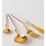Remy 16pc Gold Cutlery Set With White Handles