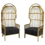 Gold Metal Bird Cage Dome Arm Chair