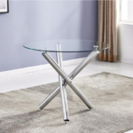 Glass+Metal Small Round Glass Dining Table - Image 8