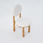 White Donut Chair – Bouclé with Wood Legs - Image 2