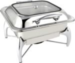 SQUARE FLAT TOP HYDRAULIC CHAFING DISH WITH GLASS LID 6L - Image 2