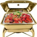 SQUARE FLAT TOP HYDRAULIC CHAFING DISH WITH GLASS LID 6L