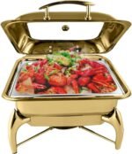 SQUARE FLAT TOP HYDRAULIC CHAFING DISH WITH GLASS LID 6L