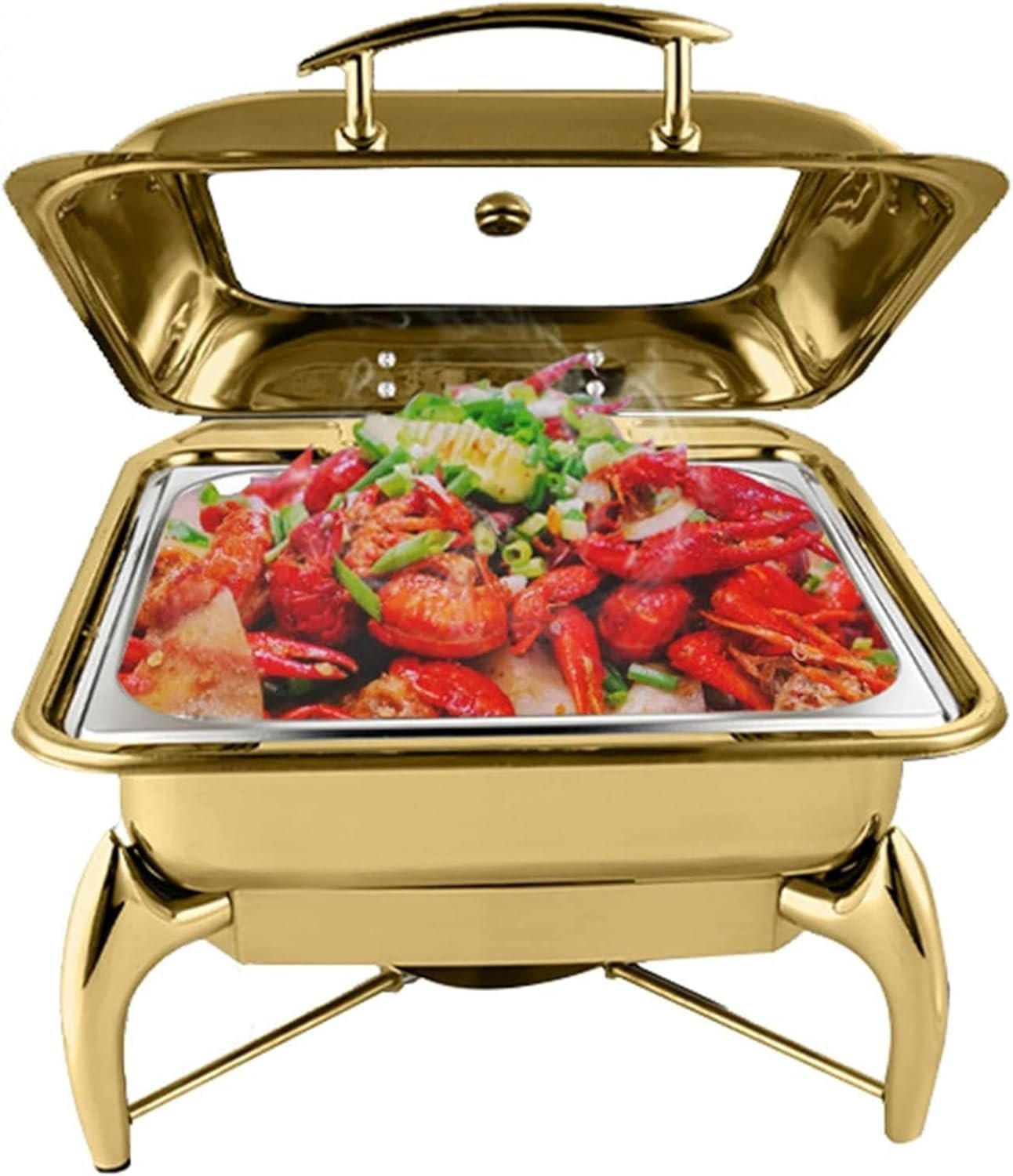 713ABsan1QL._AC_SL1500_.jpg SQUARE FLAT TOP HYDRAULIC CHAFING DISH WITH GLASS LID 6L - Image 1