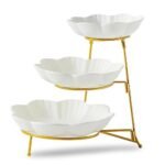 3 Tier Serving Stand with   White Porcelain Serving Platter, - Image 2