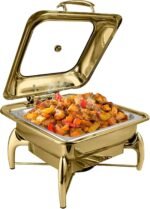 SQUARE FLAT TOP HYDRAULIC CHAFING DISH WITH GLASS LID 6L - Image 6