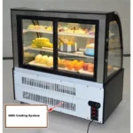 Black Curved Glass Cake Display Fridge For Sale - Image 2