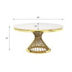 1,8m Round Gold Trim Marble Dining Table With Gold Base - Image 11