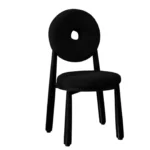 Black Donut Chair – Bouclé with Wood Legs