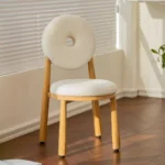 White Donut Chair – Bouclé with Wood Legs - Image 5