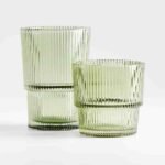 Moss Green Stackable Ribbed Double Old-Fashioned Glass - Image 5