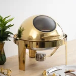 GOLD ROUND - ROLL TOP CHAFFING DISH WITH WINDOW - Image 3