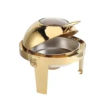 GOLD ROUND - ROLL TOP CHAFFING DISH WITH WINDOW