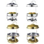 Stainless Steel Gold and Silver Hanging Roll-Top Hammered Chaffing Dishes 9l - Image 6