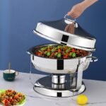 Stainless Steel Gold and Silver Hanging Roll-Top Hammered Chaffing Dishes 9l - Image 10