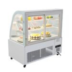 White Curved Glass Cake Display Fridge For Sale - Image 6