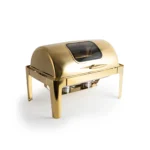 GOLD RECTANGULAR - ROLL TOP CHAFFING DISH WITH WINDOW - Image 3