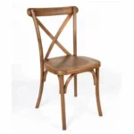 Light Brown Elm Wooden Cross Back Chairs For Sale - Image 4