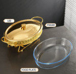 3.0/4.0L Luxury Gold/Silver Egg Shape Buffet Food Warmer Chafing Dish - Image 9