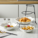 3 Tier Serving Stand with   White Porcelain Serving Platter, - Image 5