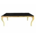 70 inc Black Glass Goldtrim Table With Gold Frame