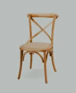 Light Brown Elm Wooden Cross Back Chairs For Sale - Image 2