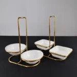 Generic Gold & Silver Double Spoon Rest Stainless Steel Strainer Kitchen Tool Set