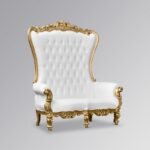 Double King Chair – Gold Frame with White Faux Leather - Image 3
