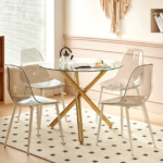 Glass+Metal Small Round Glass Dining Table - Image 5