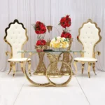 Bride and Groom Wedding Dining Chair with Armrest - Image 5