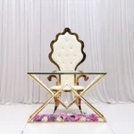 Bride and Groom Wedding Dining Chair with Armrest - Image 6